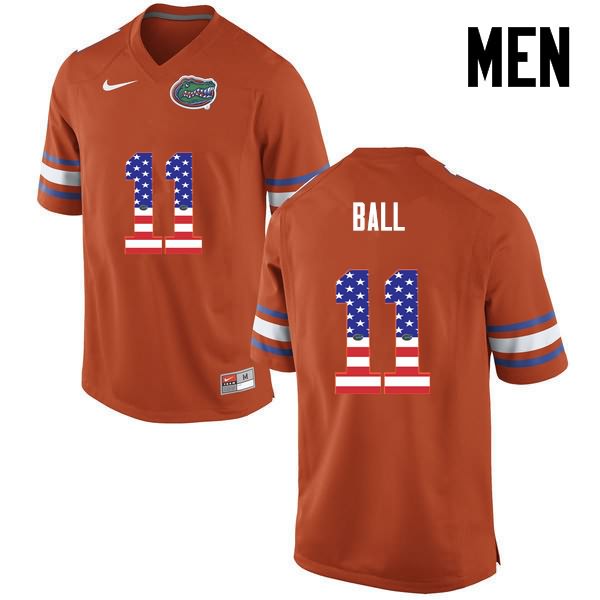 NCAA Florida Gators Neiron Ball Men's #11 USA Flag Fashion Nike Orange Stitched Authentic College Football Jersey WNP3264DB